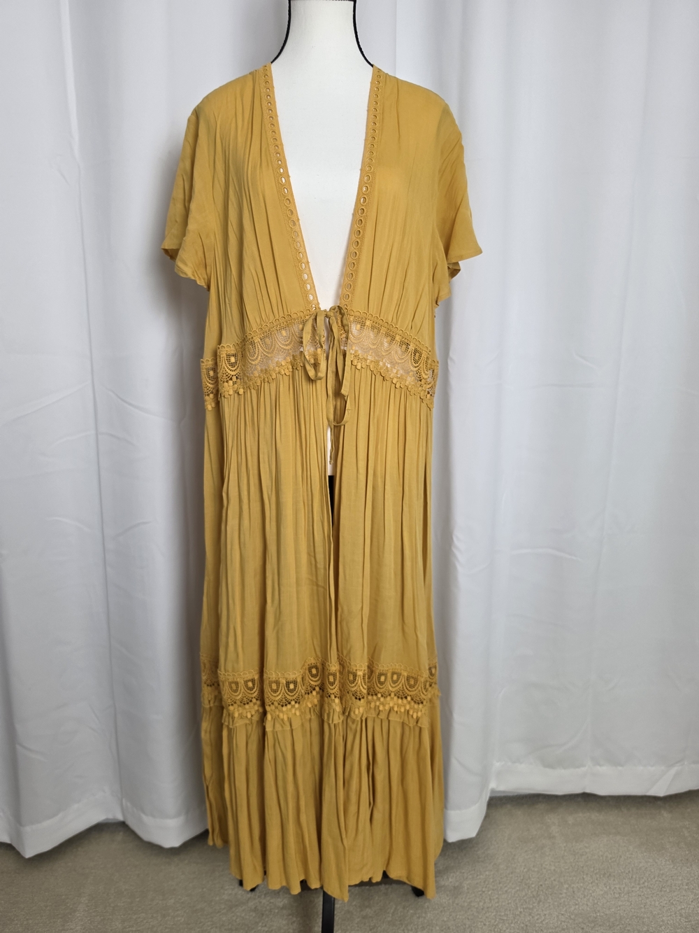 torrid Mustard Lace-Trim Maxi Dress
